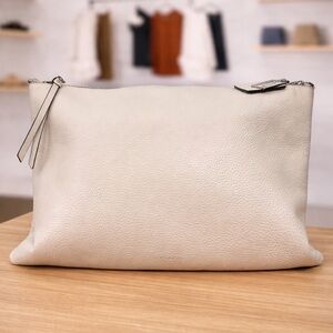 Coach Soft Pebbled Leather Ivory Clutch Bag
